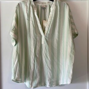 Green stripe A New Day linen top size XXL